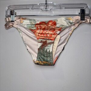 NWT We Are HAH‎ white Ilott double strap Bikini Bottom Small Floral Japaneese
